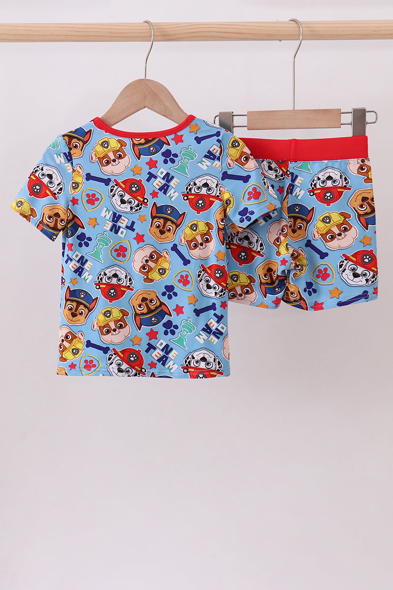 Blue character bamboo pajama set