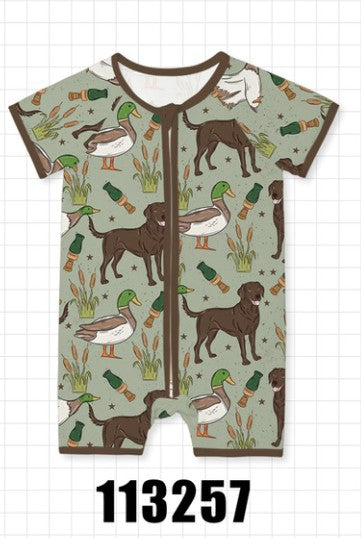 Duck dog hunting bamboo romper