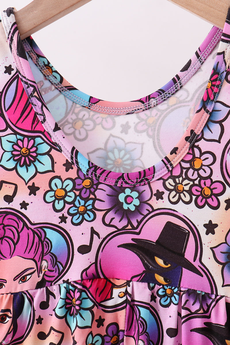 Purple character bamboo jumpsuit