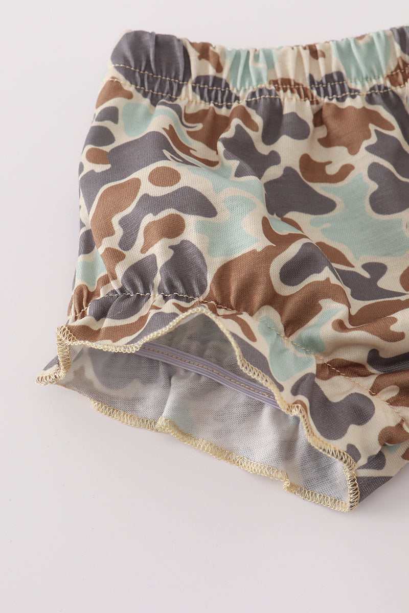 Black camouflage pumpkin applique bloomer set