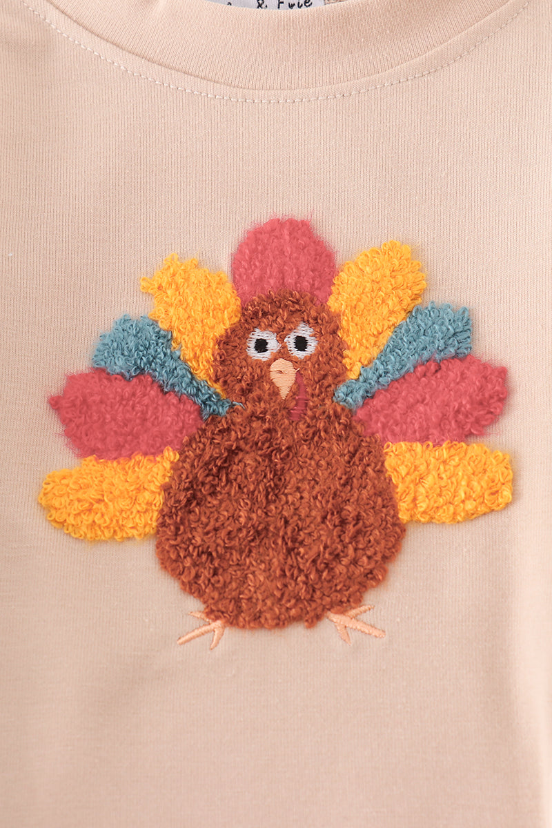 Beige turkey french knot ruffle bubble