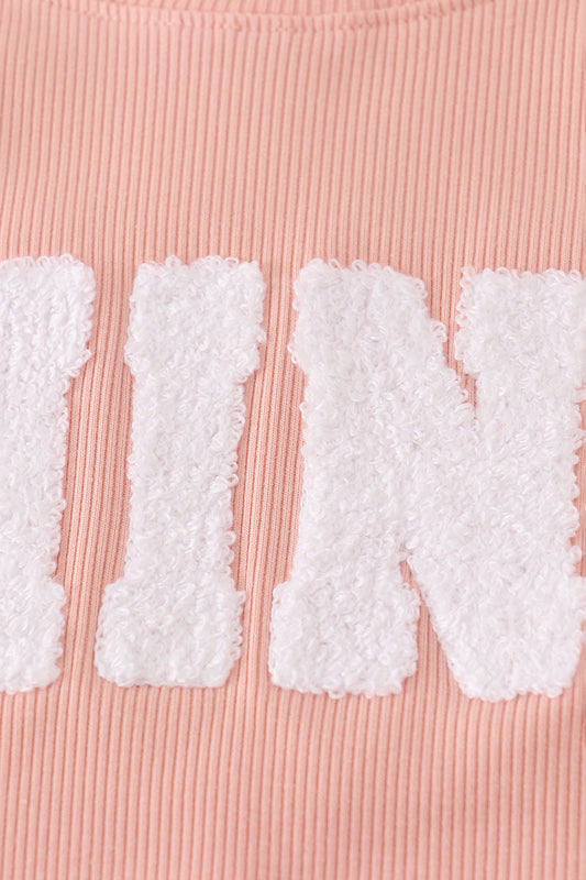 Pink MINI french knot pants set