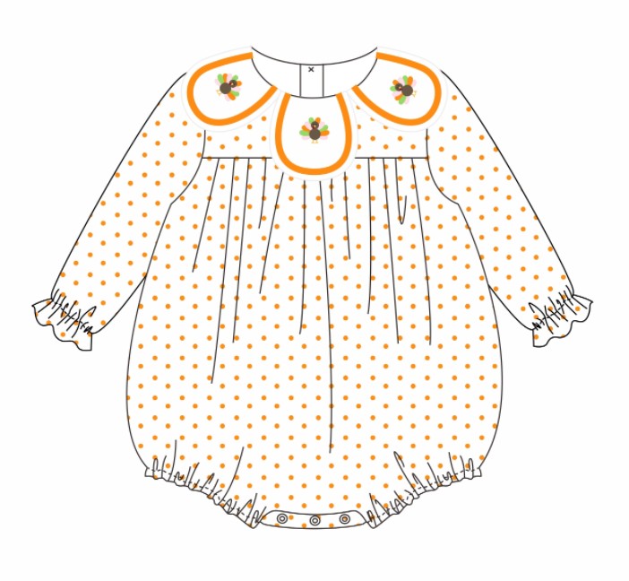 Premium orange turkey embroidery bubble