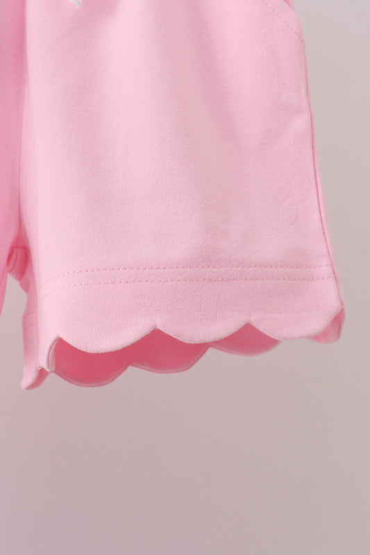 Pink Scalloped Shorts Set