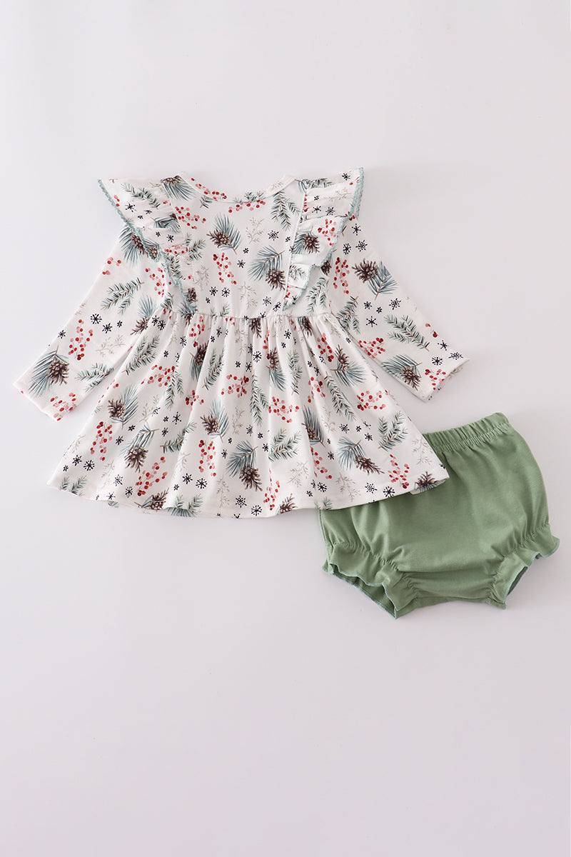 Sage ruffle bloomer set
