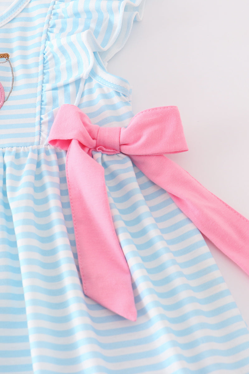 Blue stripe go fishing applique set