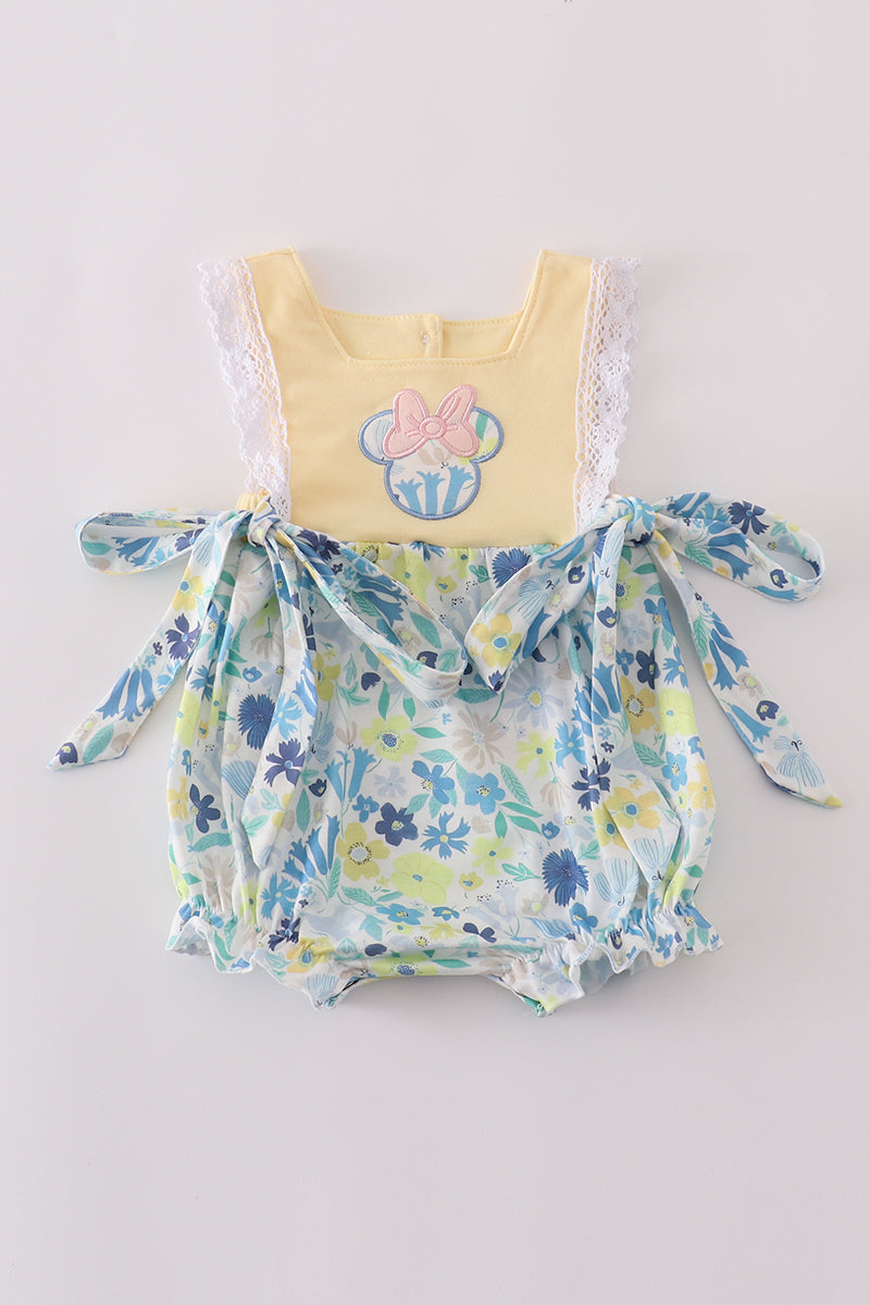 Yellow floral character applique bubble