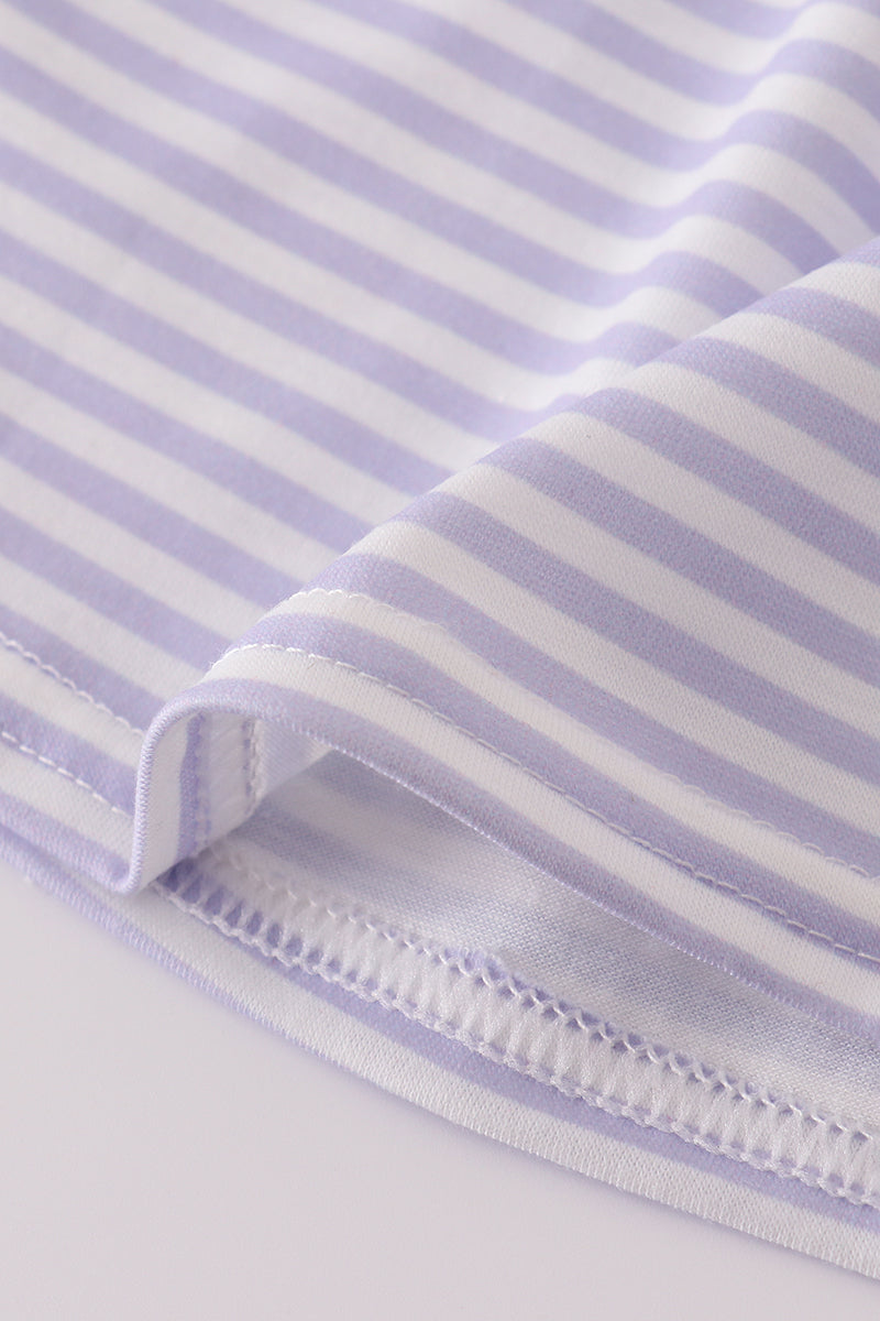 Purple puppy french knot stripe dress