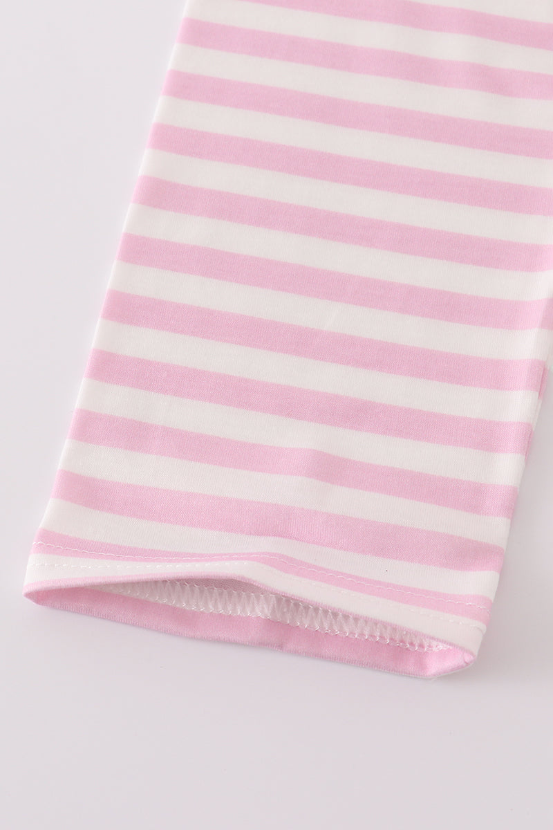 Blue airplane embroidery stripe ruffle pants set