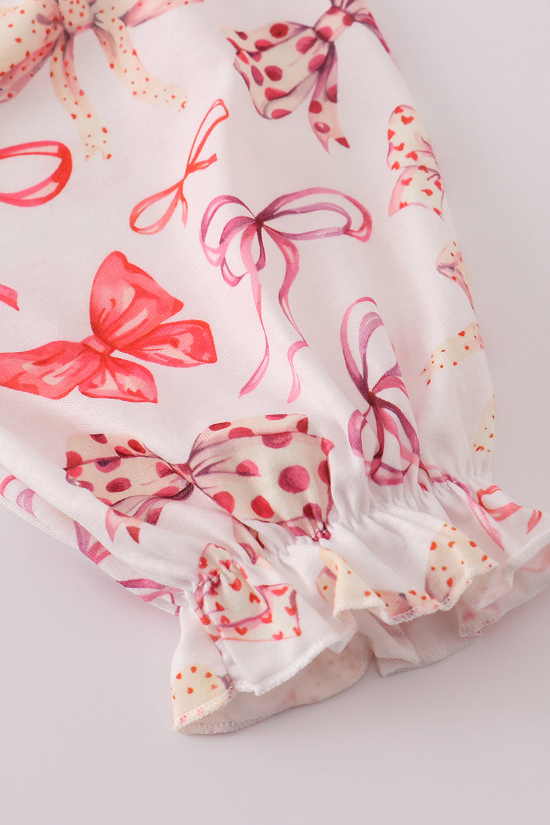 Red bow smocked dress