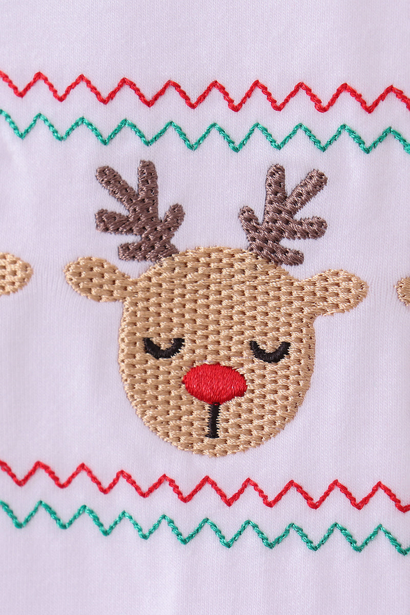 White deer embroidery bloomer set