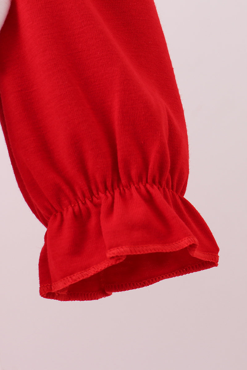 Red heart applique ruffle bubble