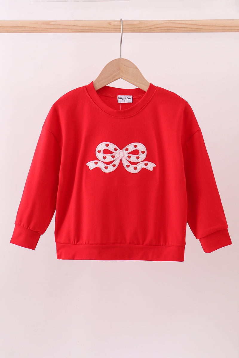 Red bow applique mom&me top