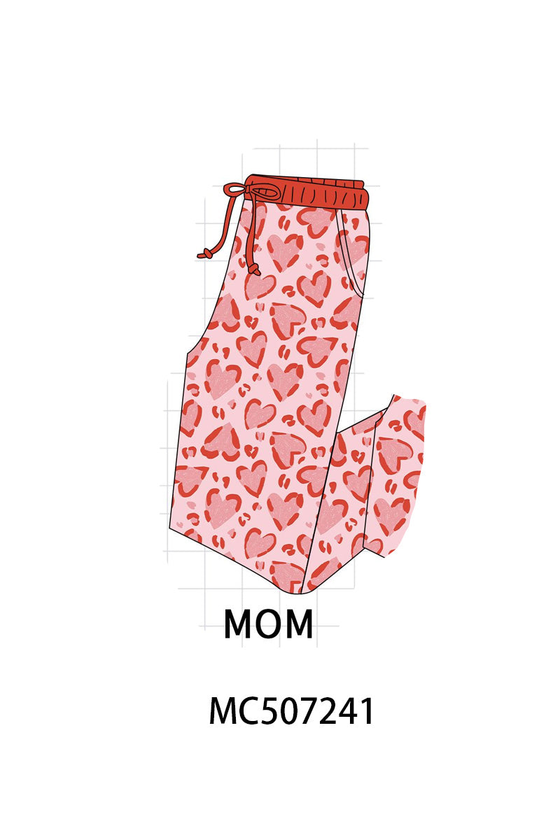 Red heart print bamboo pants