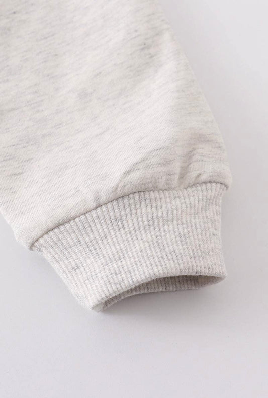 Gray double shoulder ruffle pullover top