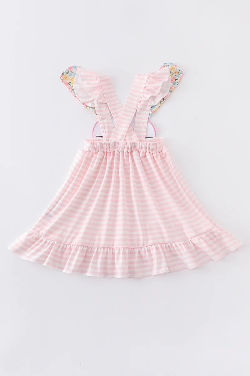 Long ear bunny applique girl dress