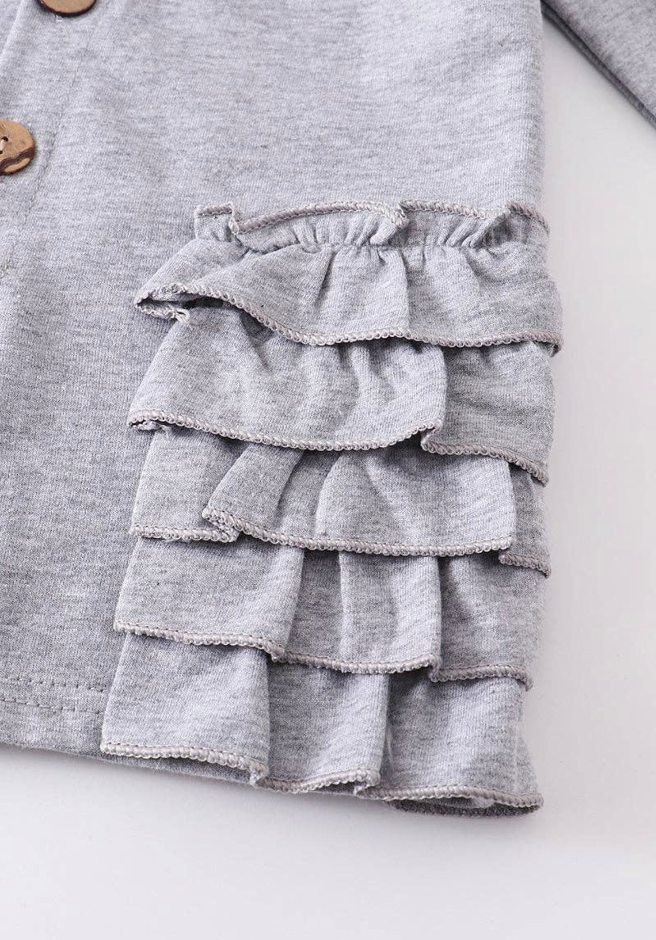 Gray ruffle button down hoodie jacket