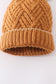 Camel cross cable knit pom pom beanie hat baby toddler adult