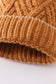 Camel cross cable knit pom pom beanie hat baby toddler adult