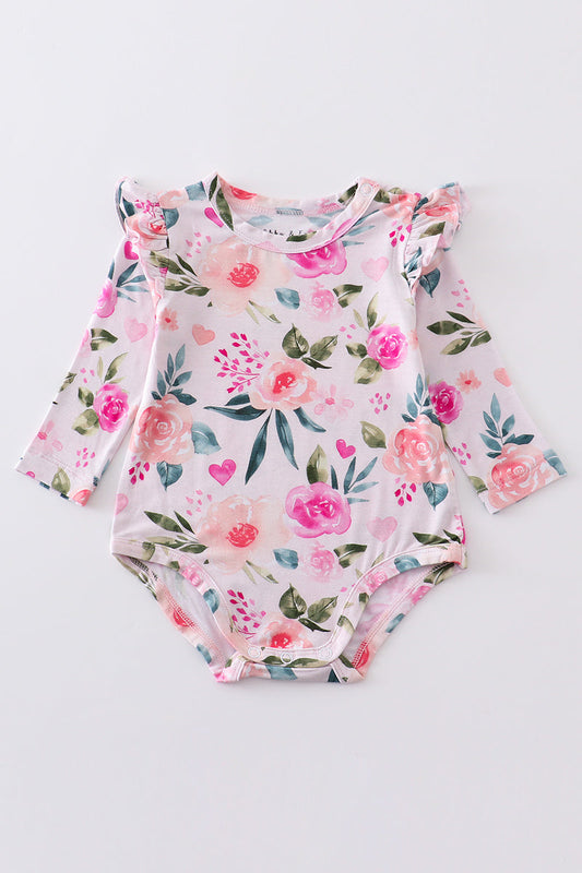 Pink floral print bamboo girl bubble