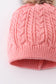 Bubblegum pink cable knit pom pom beanie hat baby toddler adult