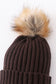 Brown knit pom pom beanie hat baby toddler adult