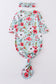 Red floral print bamboo baby gown