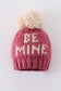 Pink BE MINE knit beanie pom pom hat