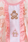Pink gingerbread embroidery ruffle bloomer set