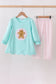 Blue gingerbread applique pants set