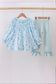 Blue snowman christmas tree smocked ruffle pants set