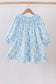 Blue snowman christmas tree smocked dress