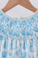 Blue snowman christmas tree smocked dress