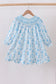 Blue snowman christmas tree smocked dress