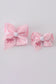 Pink embroidery hair bow