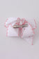 White embroidery hair bow