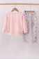Pink floral bow applique pants set
