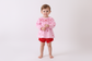 Pink heart smocked gingham bloomer set