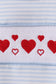 Blue heart smocked stripe top