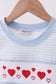 Blue heart smocked stripe top