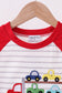 Red car embroidery stripe top