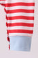 Red stripe construction embroidery romper