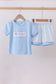 Blue I love MAMA smocked shorts set