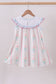 Blue floral I love MAMA smocked ruffle dress