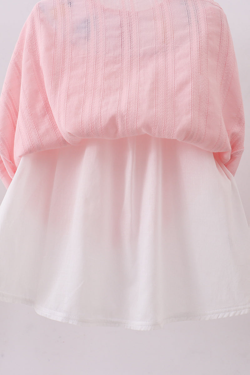 Pink princess smocked ruffle dress
