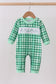 Green parade embroidery gingham romper