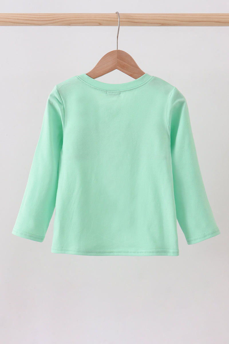 Green parade embroidery top