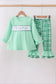 Green parade embroidery ruffle gingham pants set