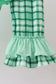Green parade embroidery ruffle gingham pants set