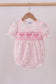 Pink floral bow smocked bubble